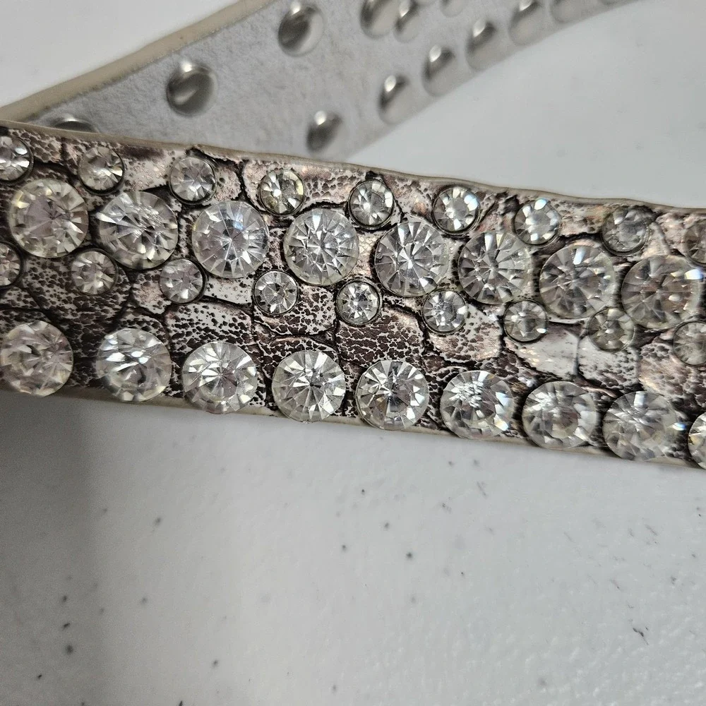 Beltiscool Animal Print Silver Skinny Rhinestone‎ Belt Size 26
